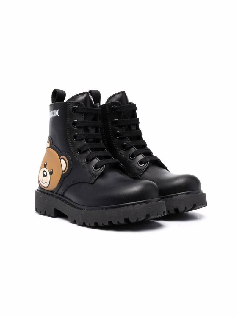 Moschino Kids Teddy Bear lace-up boots - Black von Moschino Kids