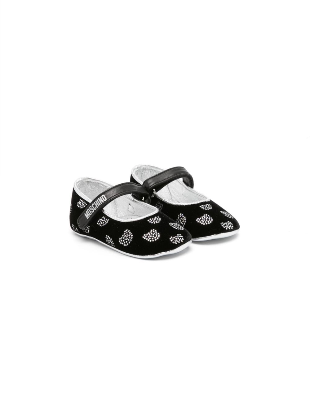 Moschino Kids Teddy Bear leather ballerina shoes - Black von Moschino Kids