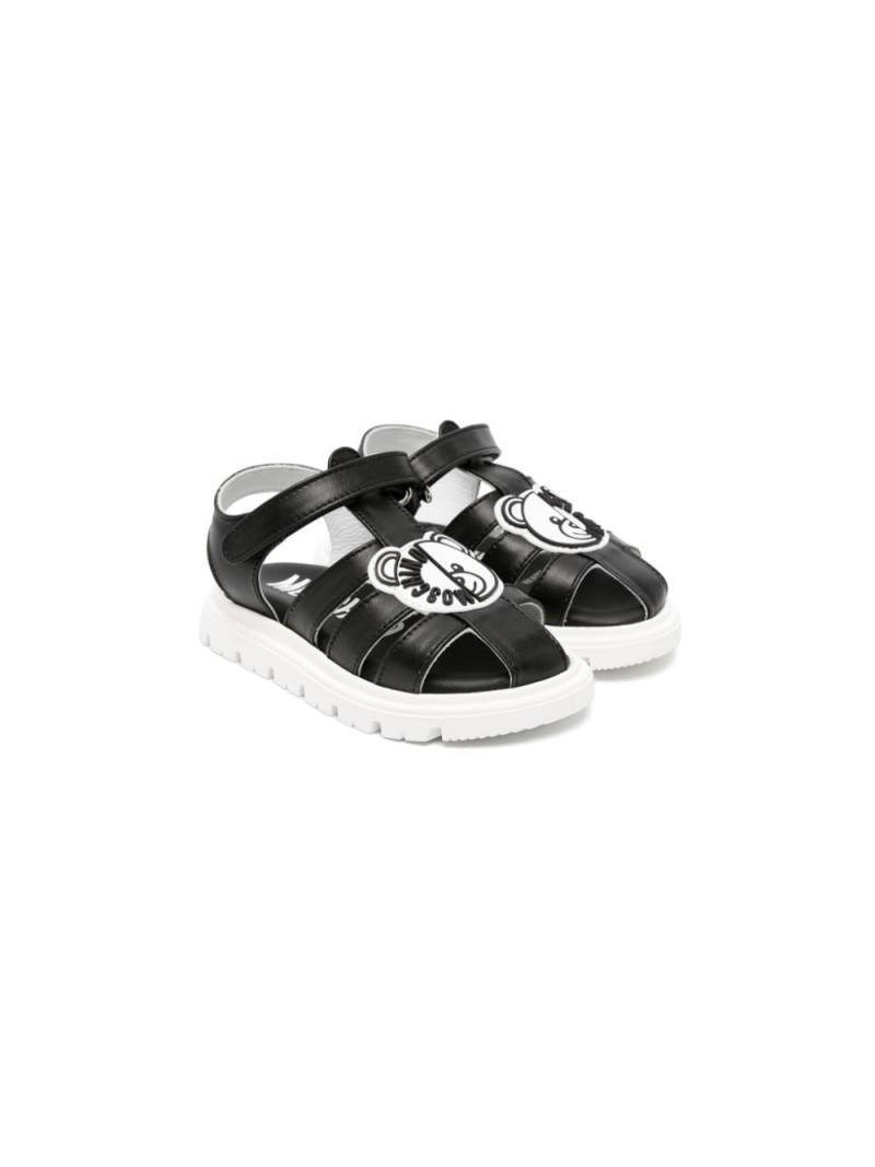 Moschino Kids Teddy Bear leather sandals - Black von Moschino Kids