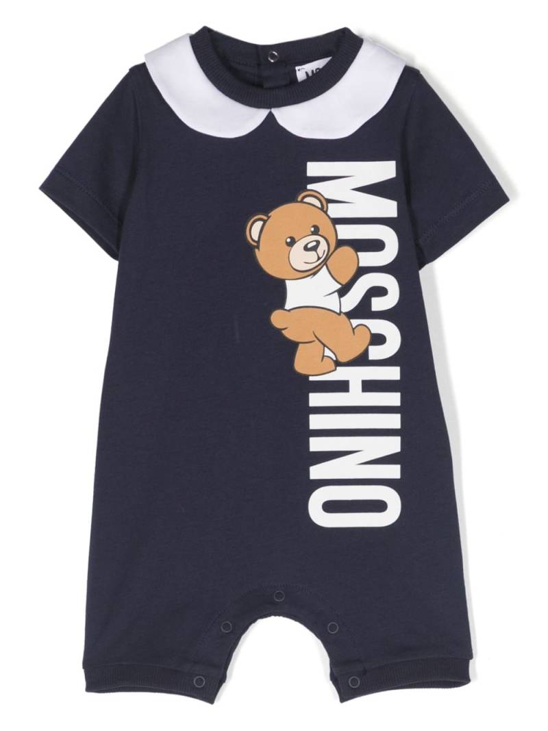 Moschino Kids Teddy Bear logo-print romper - Blue von Moschino Kids