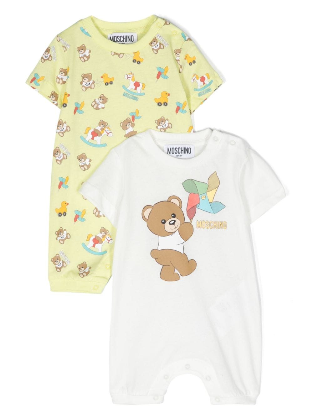 Moschino Kids Teddy Bear logo-print rompers (pack of two) - Green von Moschino Kids