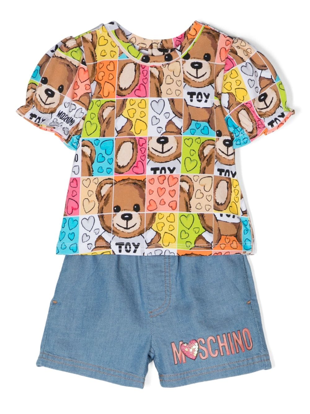 Moschino Kids Teddy Bear logo-print short set (set of two) - Blue von Moschino Kids