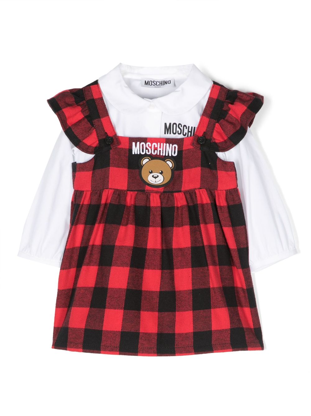 Moschino Kids Teddy Bear-motif checkered dress von Moschino Kids