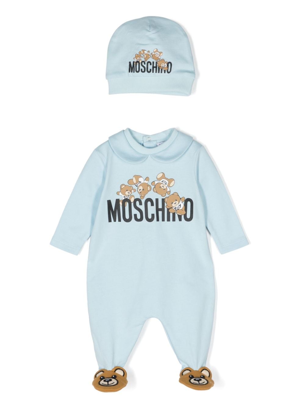 Moschino Kids Teddy Bear-motif cotton babygrow set - Blue von Moschino Kids
