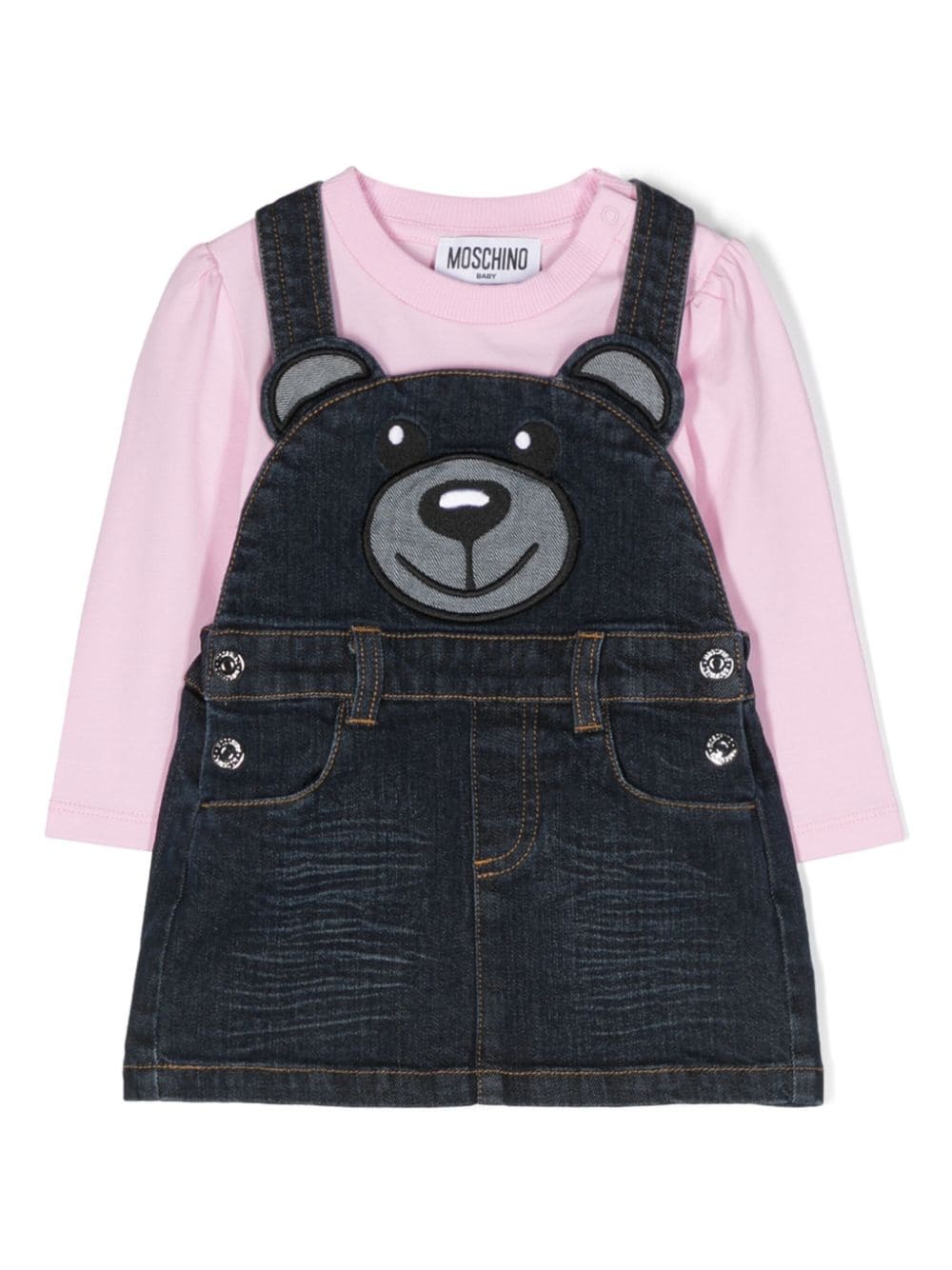 Moschino Kids Teddy Bear-motif denim dress - Blue von Moschino Kids