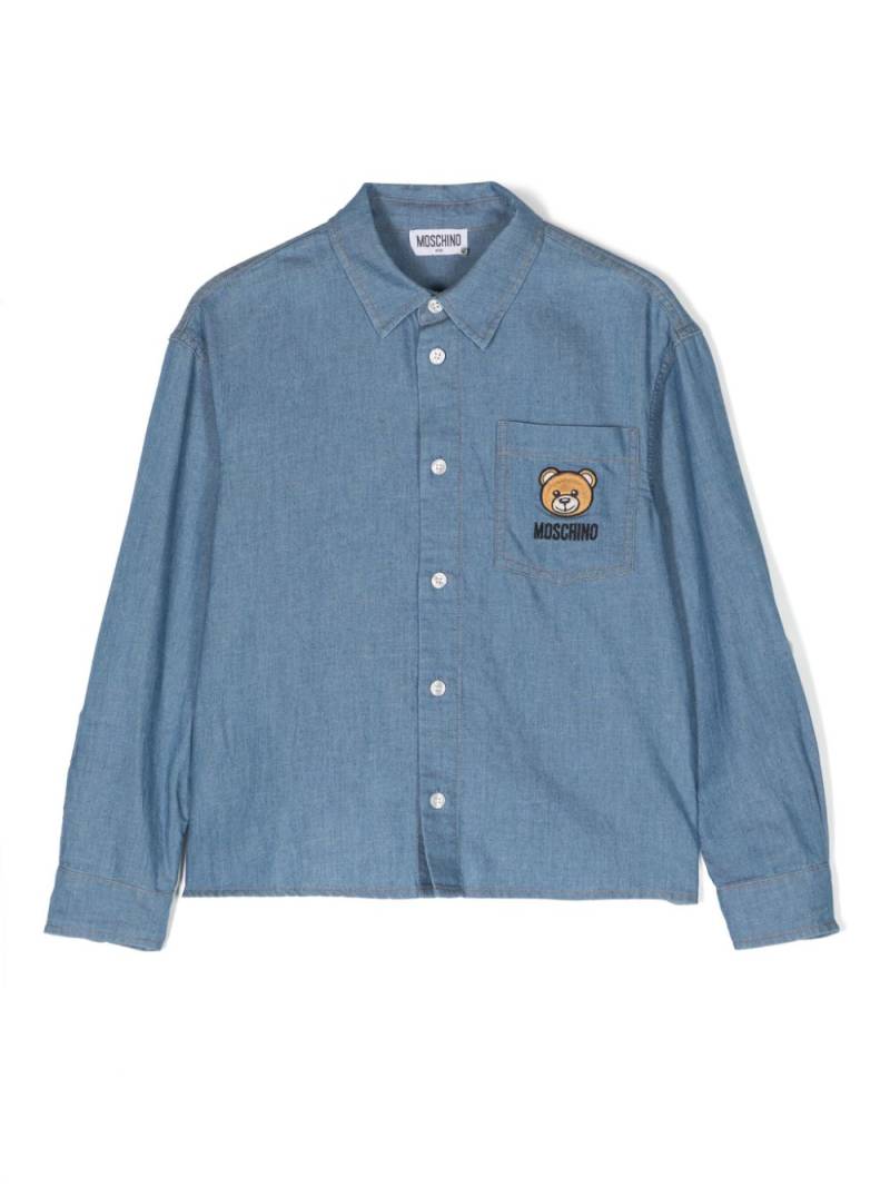 Moschino Kids Teddy Bear-motif denim shirt - Blue von Moschino Kids