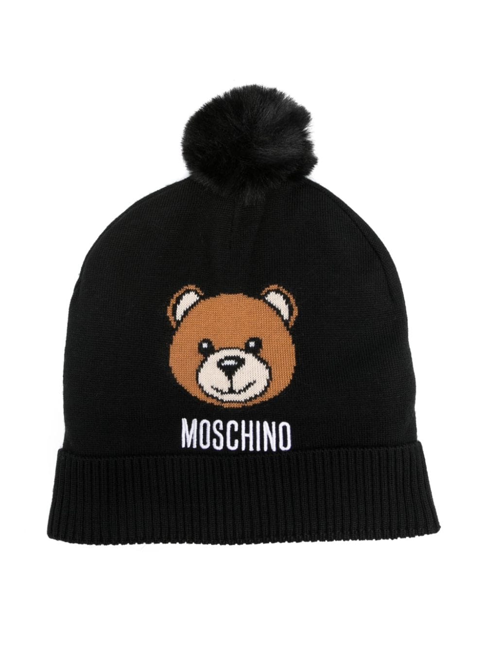 Moschino Kids Teddy Bear-motif pompom beanie - Black von Moschino Kids