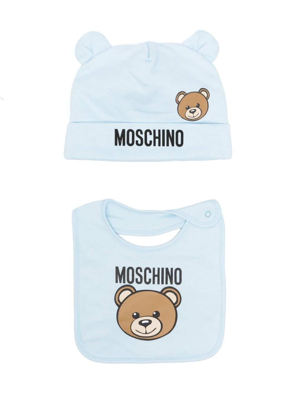 Moschino Kids Teddy Bear-motif pompom beanie set - Blue von Moschino Kids