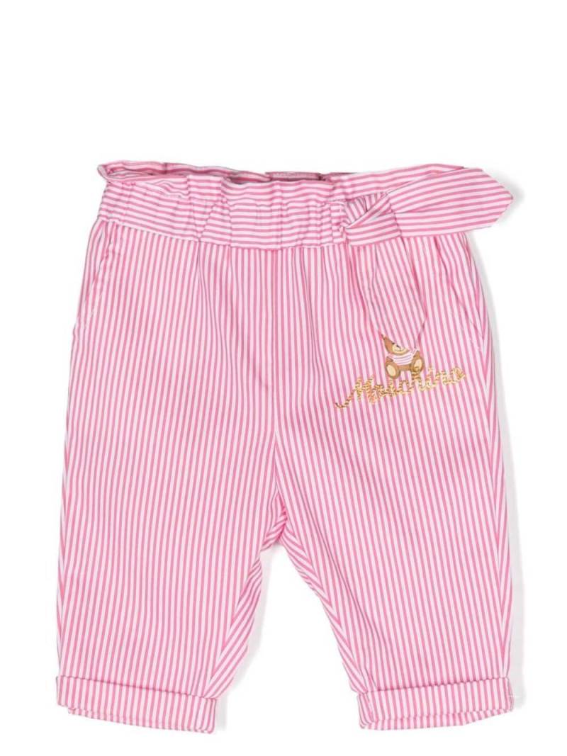Moschino Kids Teddy Bear motif striped trousers - Pink von Moschino Kids