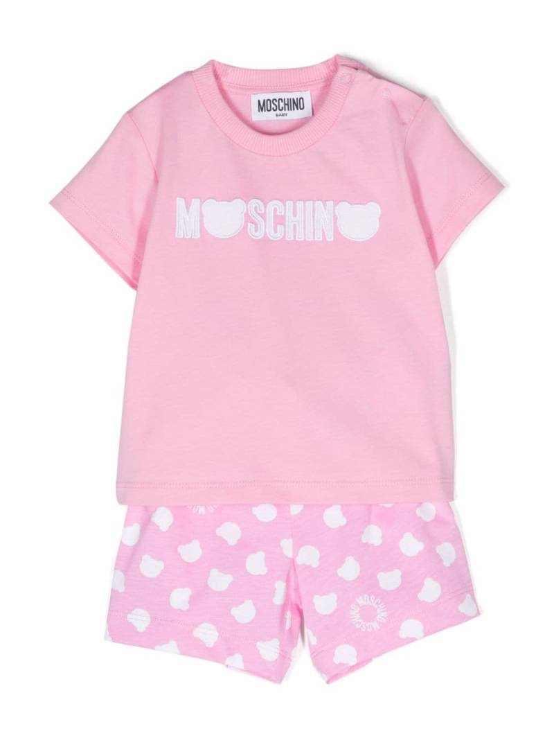 Moschino Kids Teddy Bear-patch T-shirt and shorts set - Pink von Moschino Kids