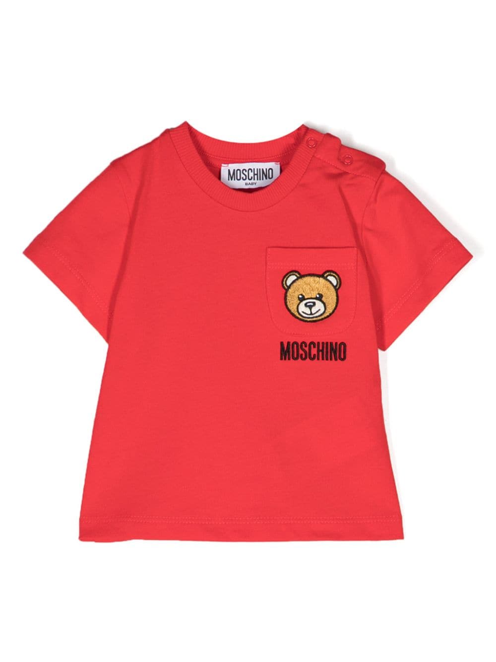 Moschino Kids Teddy Bear-patch cotton T-shirt - Red von Moschino Kids
