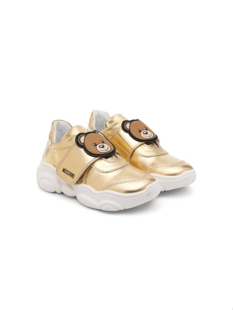 Moschino Kids Teddy Bear metallic sneakers - Gold von Moschino Kids