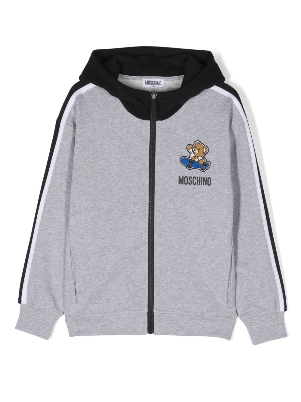 Moschino Kids Teddy Bear patch zip-up hoodie - Grey von Moschino Kids