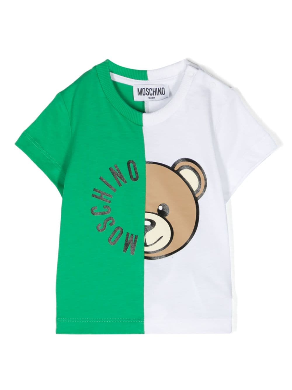Moschino Kids Teddy Bear-print colour-block T-shirt - Green von Moschino Kids