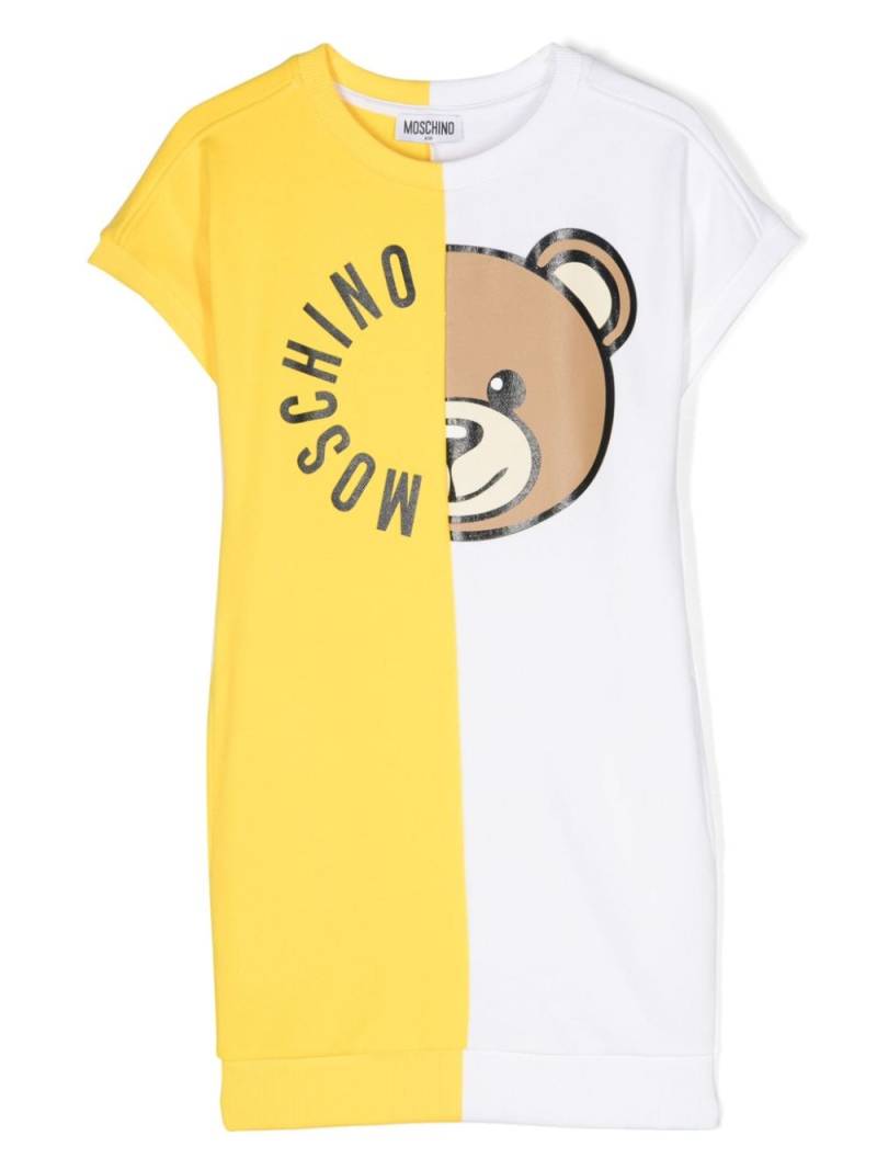 Moschino Kids Teddy Bear-print cotton dress - Yellow von Moschino Kids
