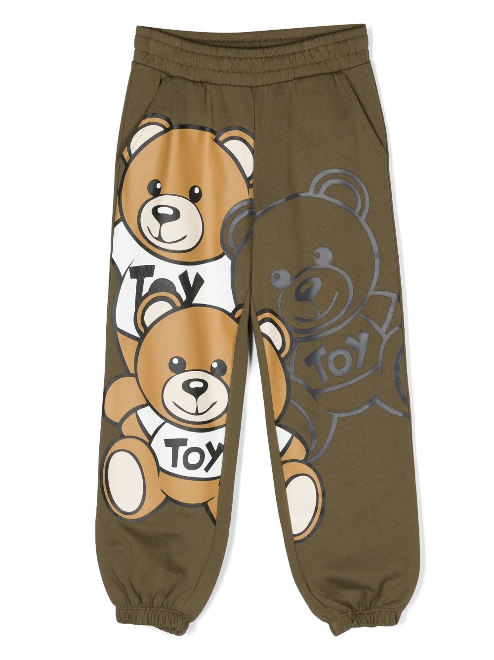 Moschino Kids Teddy Bear-print cotton track pants - Green von Moschino Kids