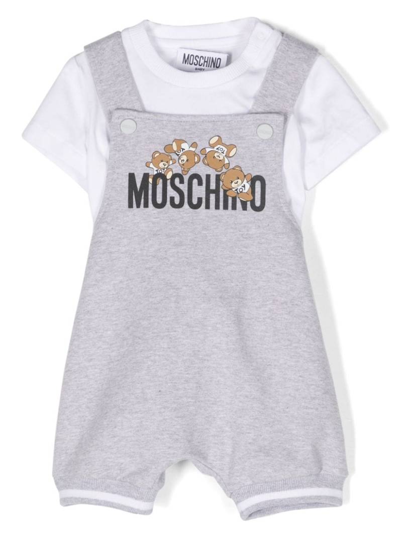 Moschino Kids Teddy Bear-print dungaree set - Grey von Moschino Kids