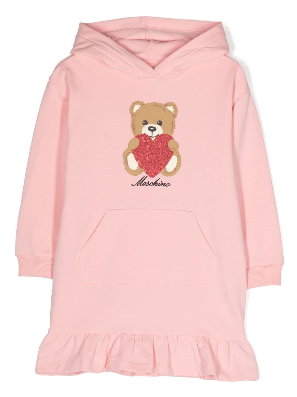 Moschino Kids Teddy Bear-print hooded dress - Pink von Moschino Kids