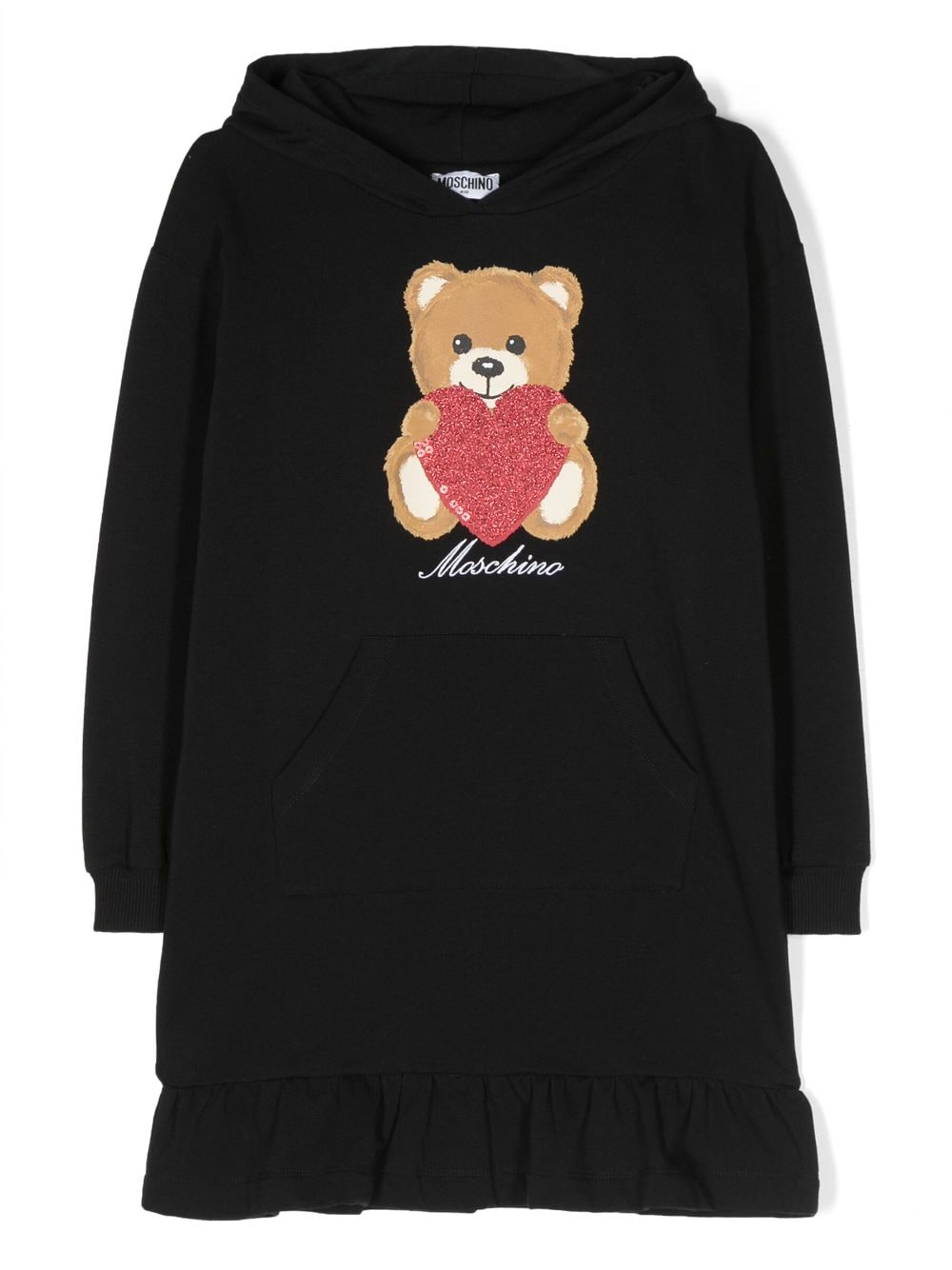 Moschino Kids Teddy Bear-print hoodie dress - Black von Moschino Kids