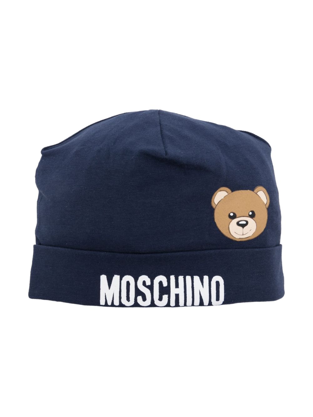 Moschino Kids Teddy Bear-print jersey beanie - Blue von Moschino Kids