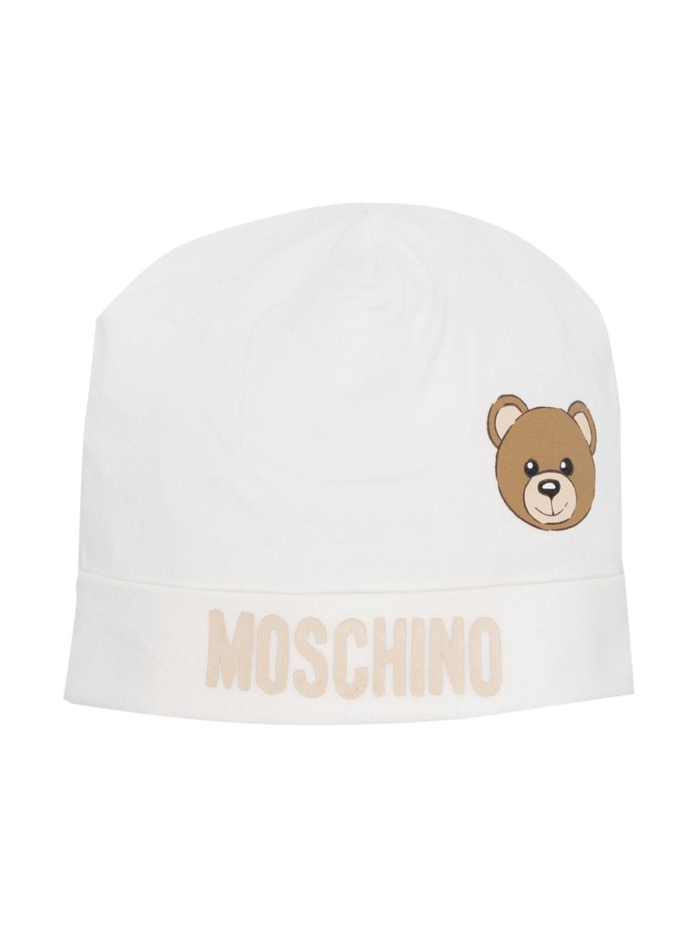 Moschino Kids Teddy Bear-print jersey beanie - White von Moschino Kids