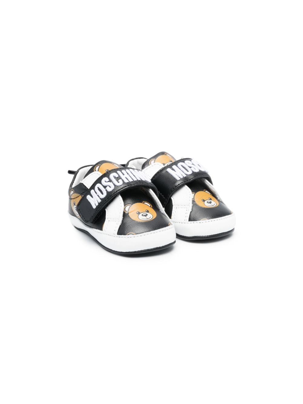 Moschino Kids Teddy Bear-print leather sneakers - Black von Moschino Kids