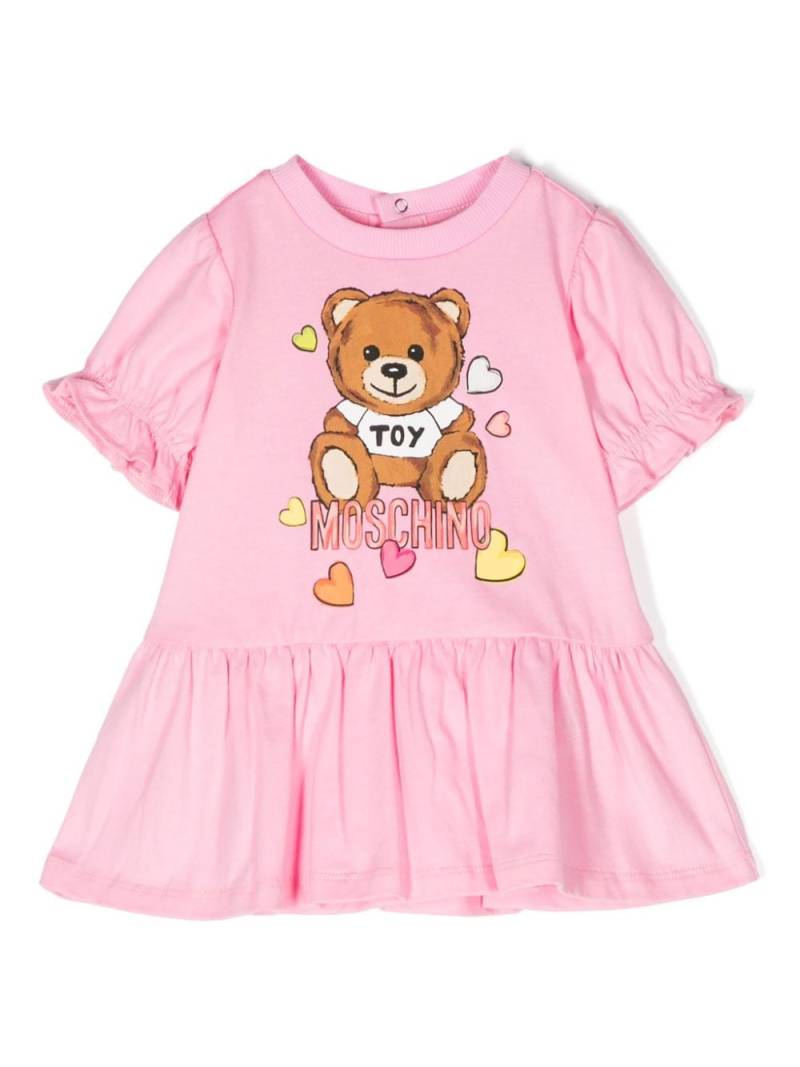 Moschino Kids Teddy Bear-print short-sleeved dress - Pink von Moschino Kids