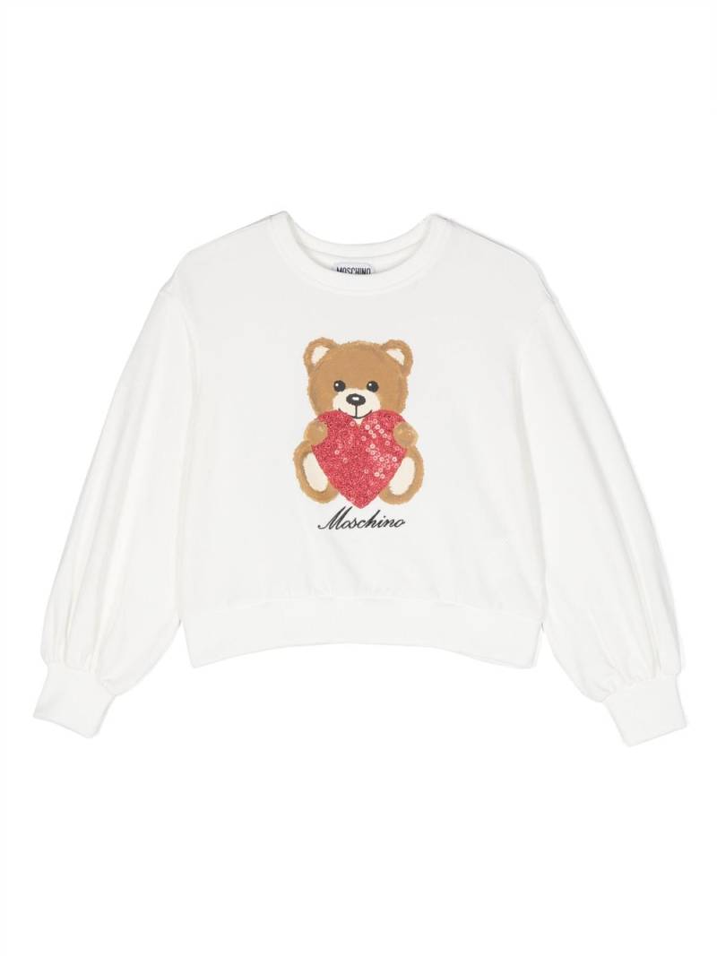 Moschino Kids Teddy-Bear print sweatshirt - White von Moschino Kids