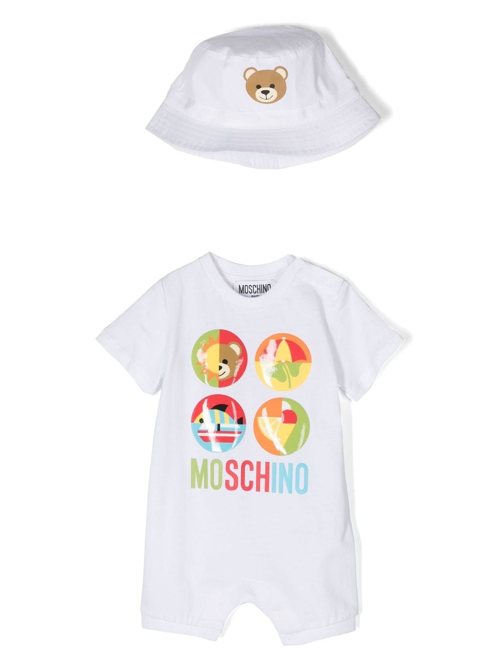 Moschino Kids Teddy Bear romper hat set - White von Moschino Kids