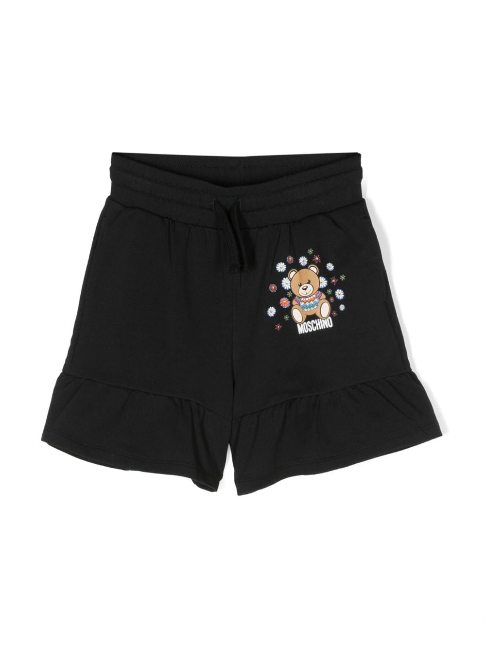 Moschino Kids Teddy Bear ruffle shorts - Black von Moschino Kids