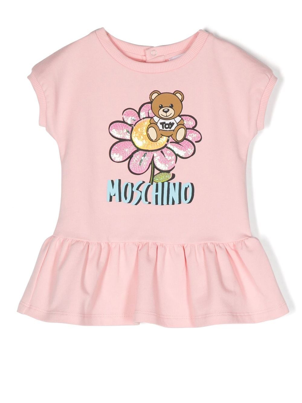 Moschino Kids Teddy Bear ruffle-trim dress - Pink von Moschino Kids