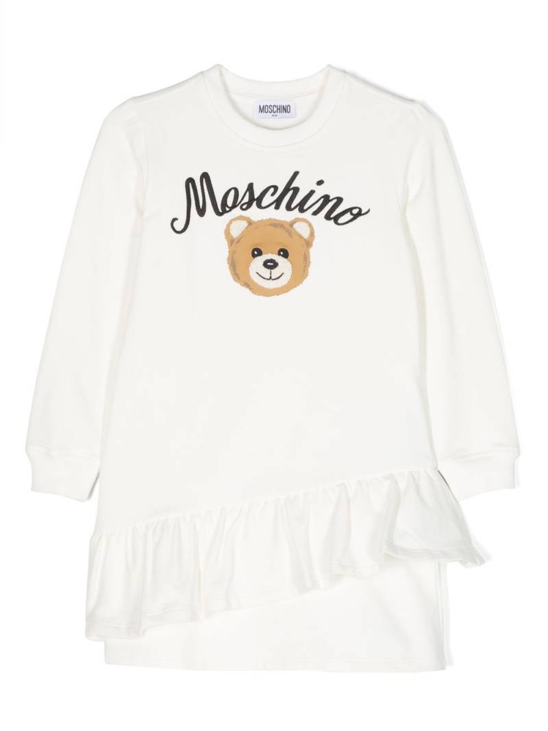 Moschino Kids Teddy Bear ruffled dress - White von Moschino Kids