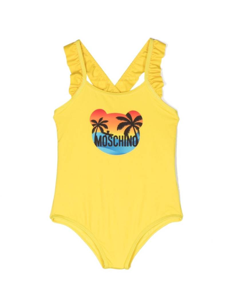 Moschino Kids Teddy Bear ruffled swimsuit - Yellow von Moschino Kids