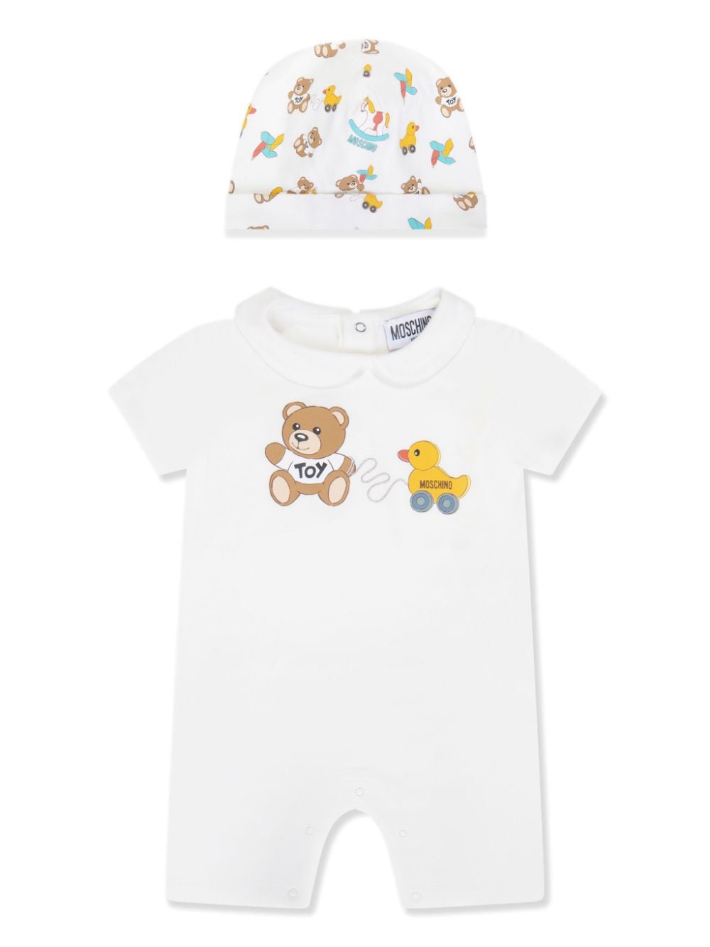 Moschino Kids Teddy Bear stretch-cotton babygrow set - White von Moschino Kids