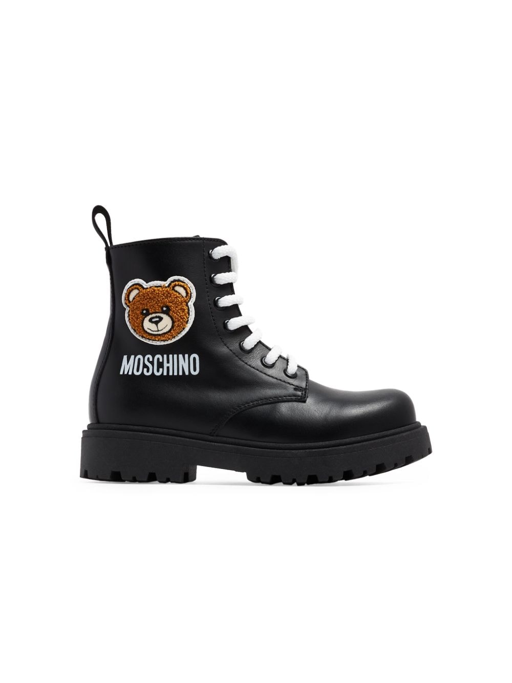 Moschino Kids Teddy ankle leather boots - Black von Moschino Kids