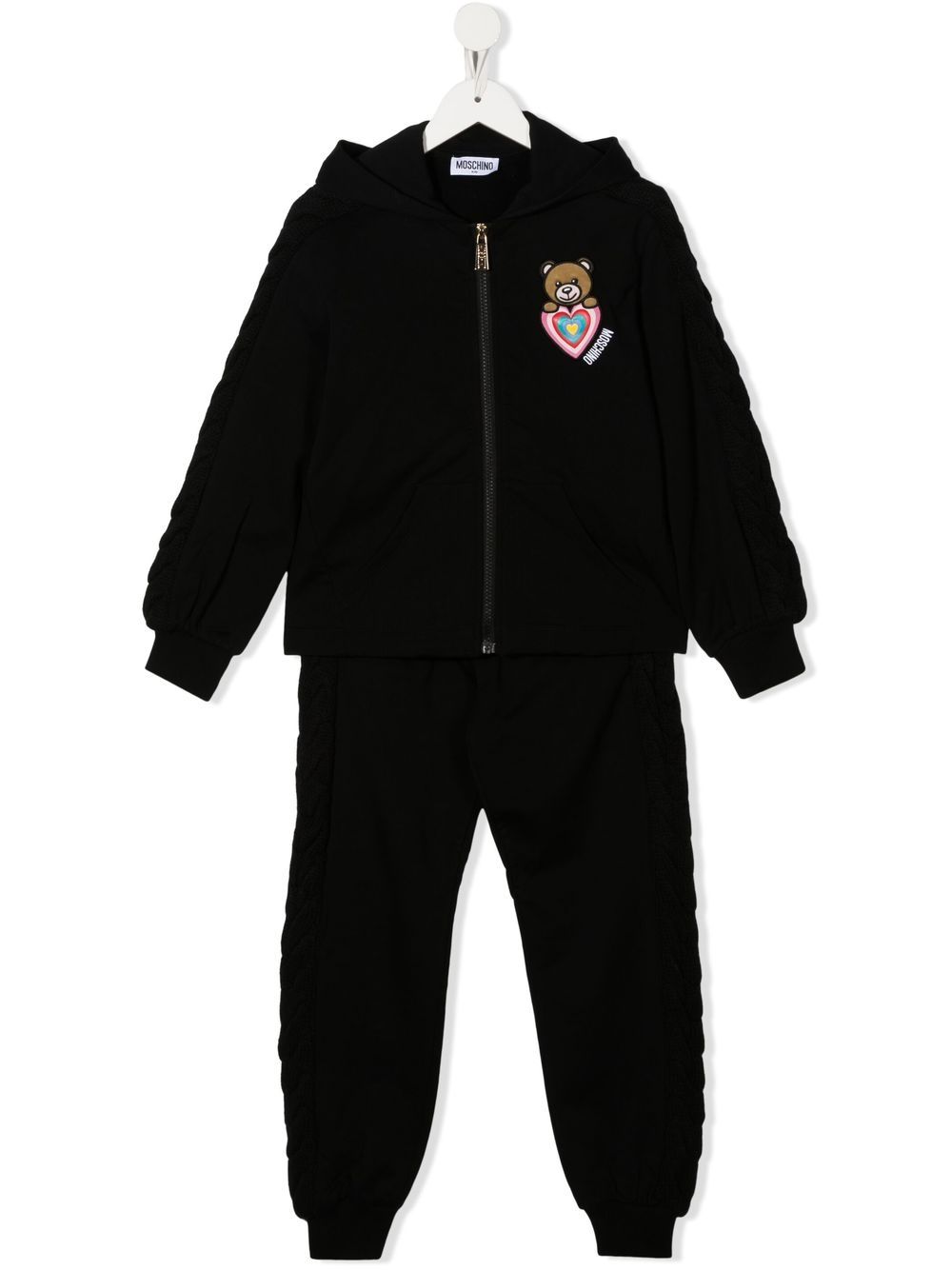 Moschino Kids Teddy-appliqué hooded tracksuit - Black von Moschino Kids