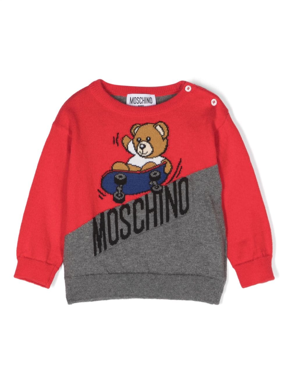 Moschino Kids Teddy bear knitted jumper - Red von Moschino Kids