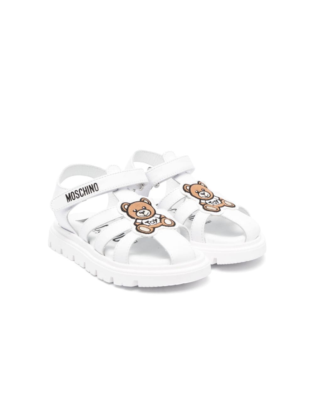 Moschino Kids Teddy bear touch-strap leather sandals - White von Moschino Kids