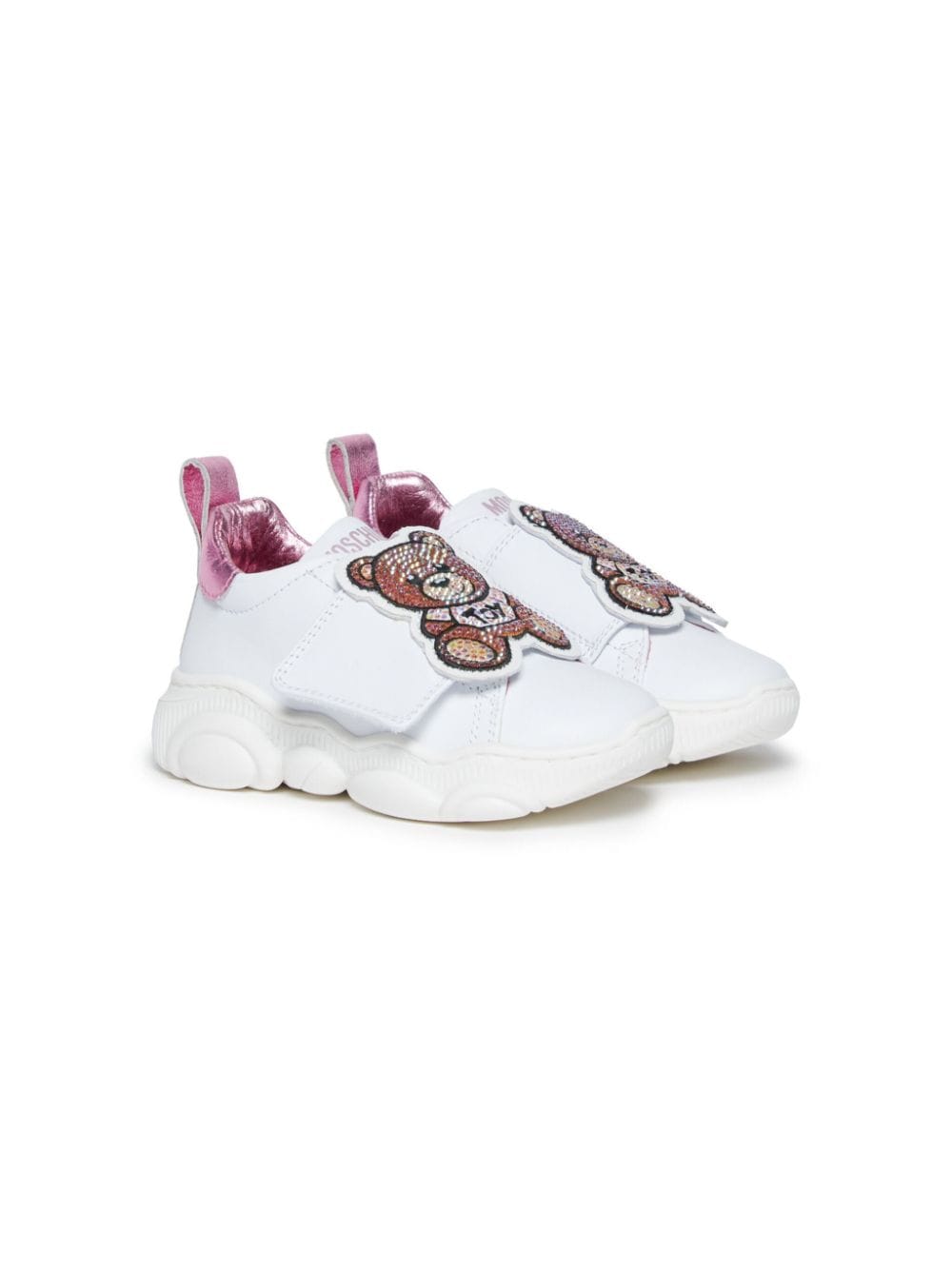 Moschino Kids Teddy leather chunky sneakers - White von Moschino Kids