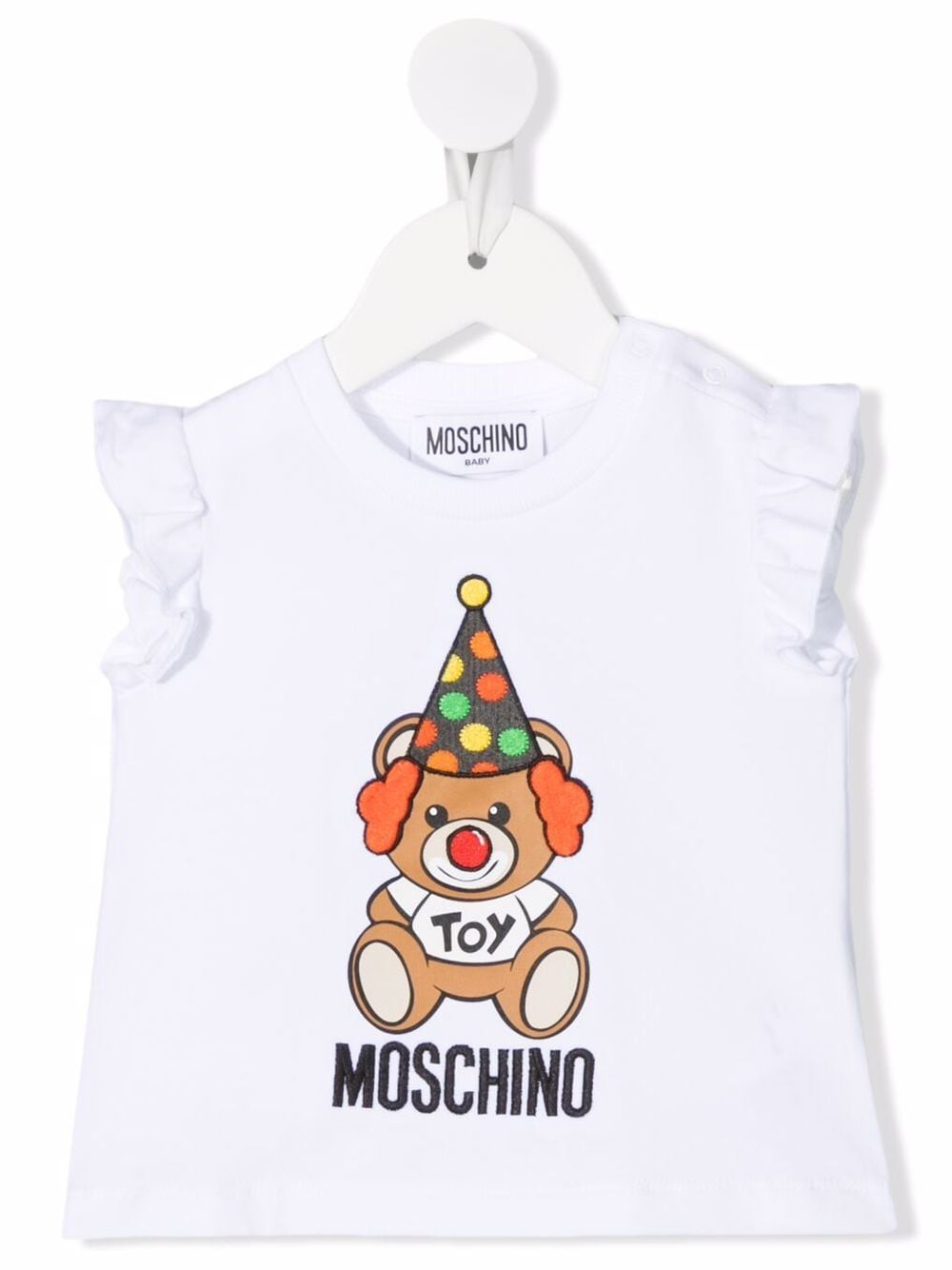 Moschino Kids Teddy-motif ruffle top - White von Moschino Kids