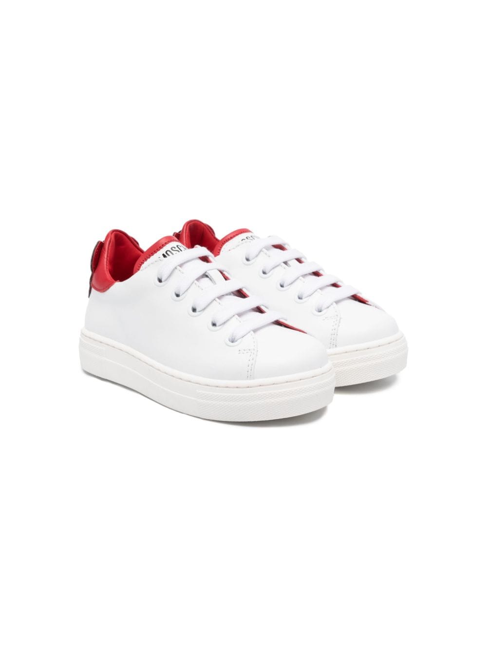 Moschino Kids Teddy-patch contrast-trim leather sneakers - White von Moschino Kids