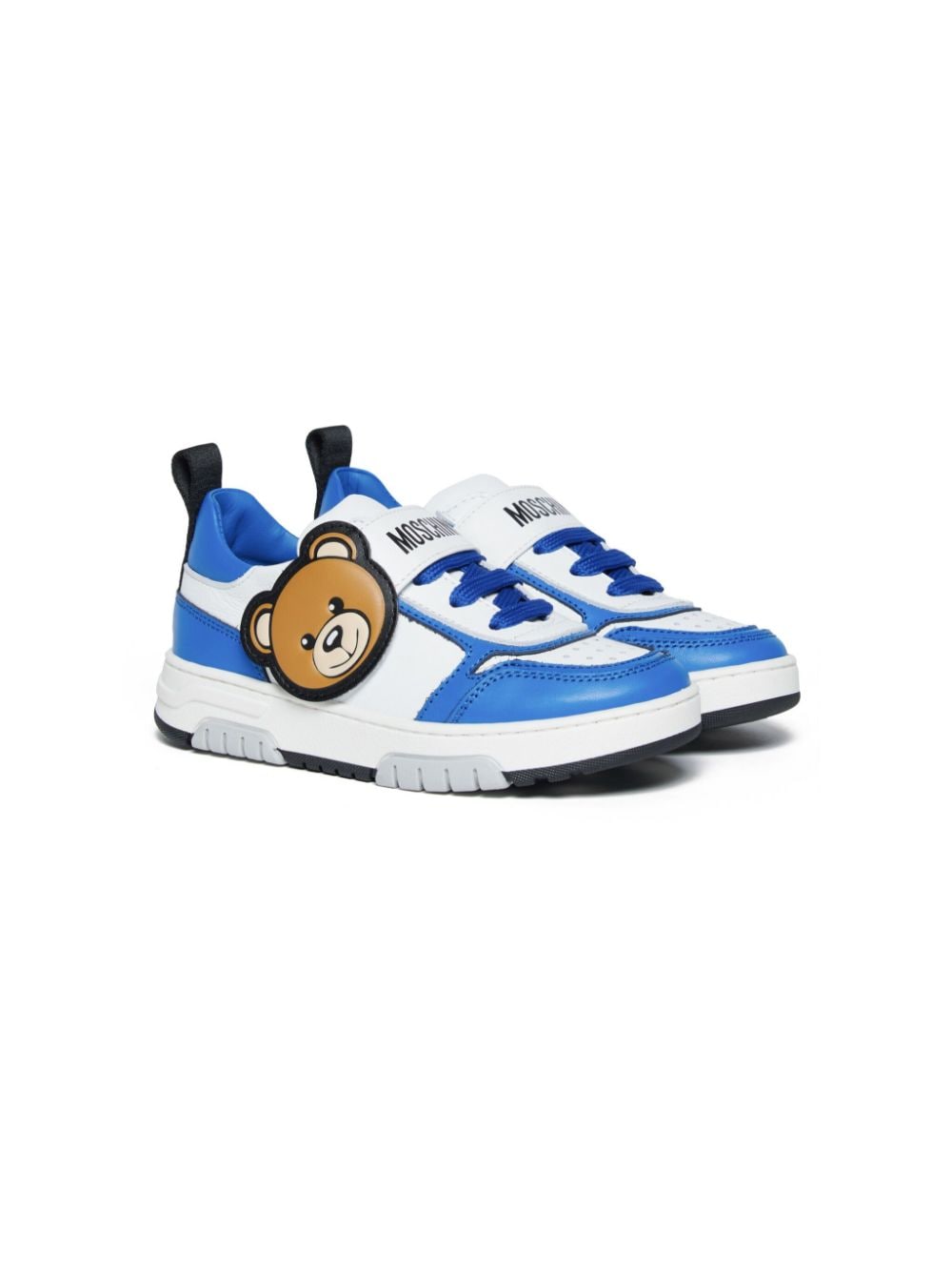 Moschino Kids Teddy-patch leather sneakers - White von Moschino Kids