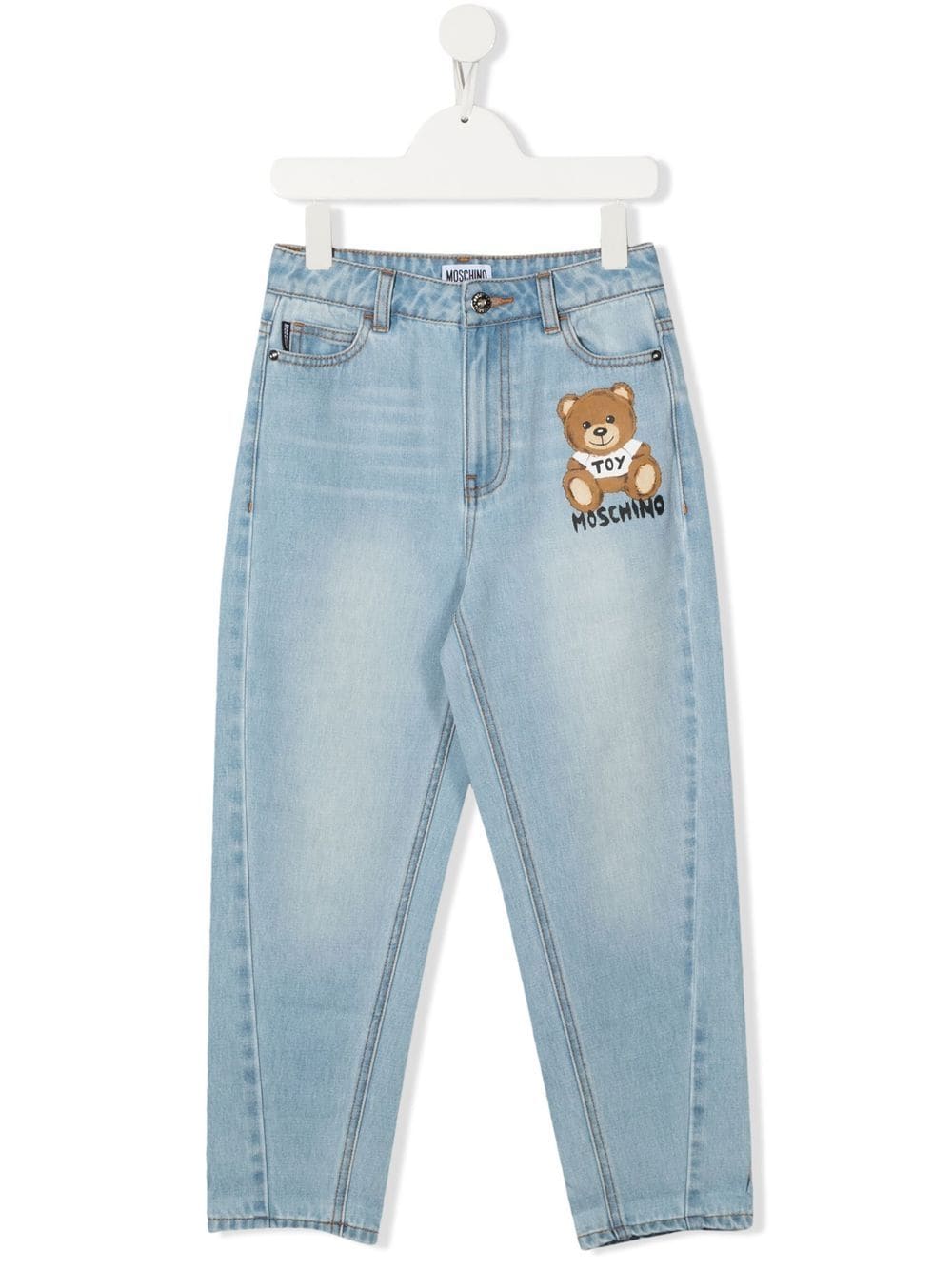 Moschino Kids Teddy tapered-leg jeans - Blue von Moschino Kids