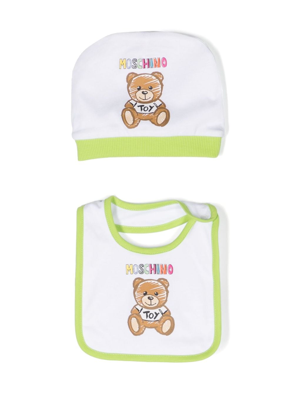 Moschino Kids Toy Bear beanie and bib set - White von Moschino Kids