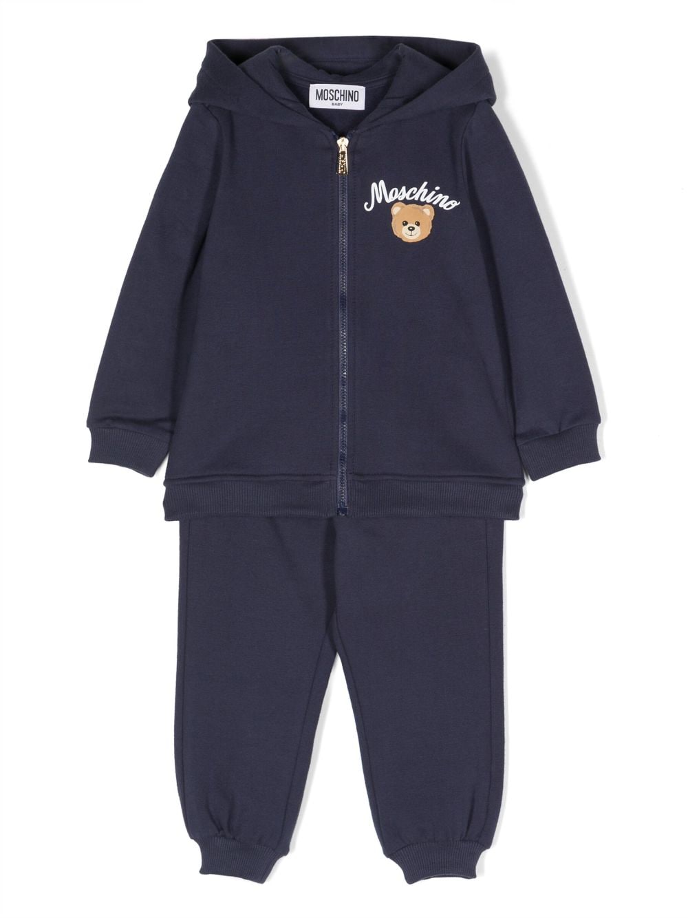 Moschino Kids bear-print cotton zipped hoodie - Blue von Moschino Kids