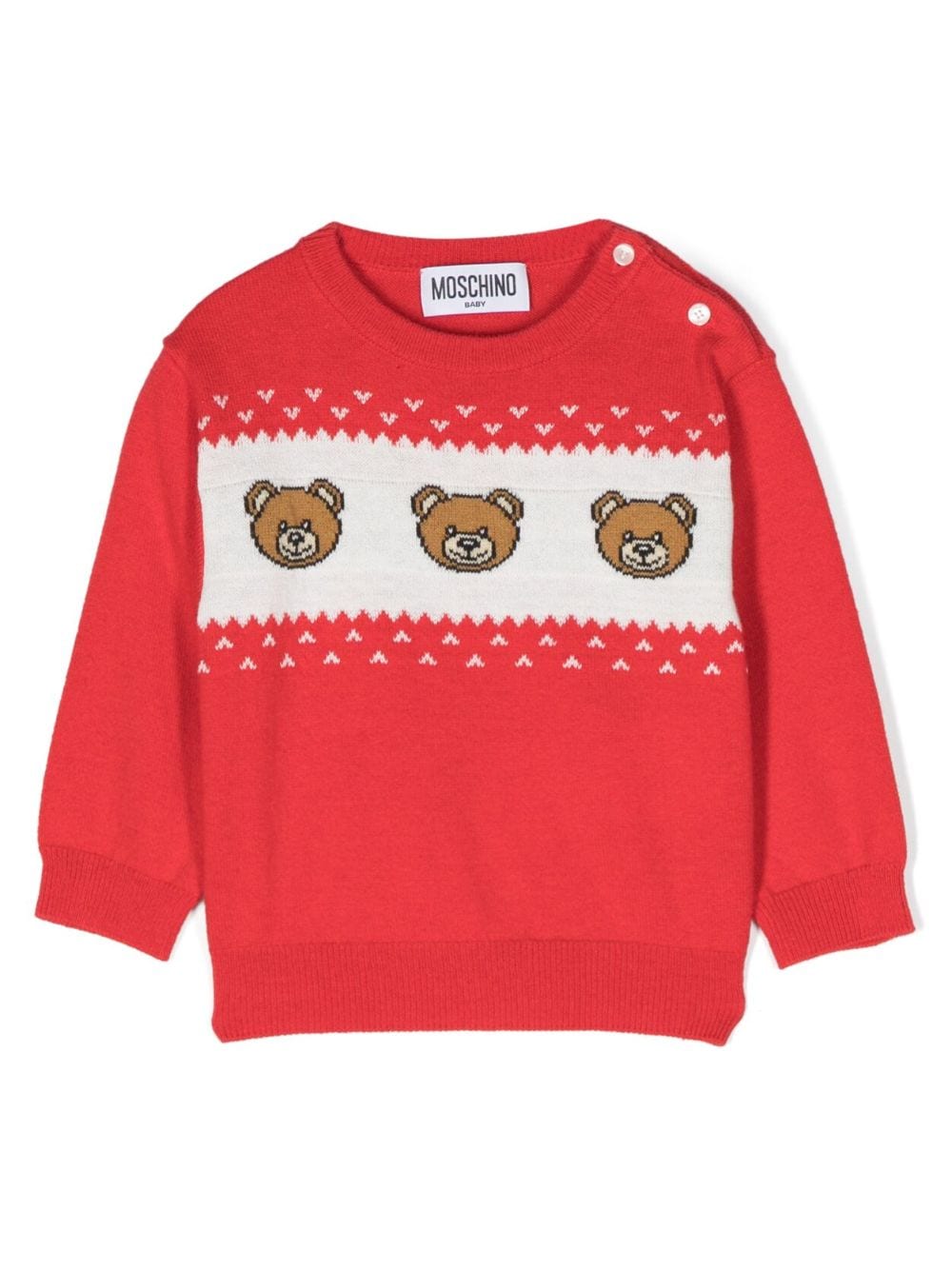 Moschino Kids bear-print intarsia-knit jumper - Red von Moschino Kids