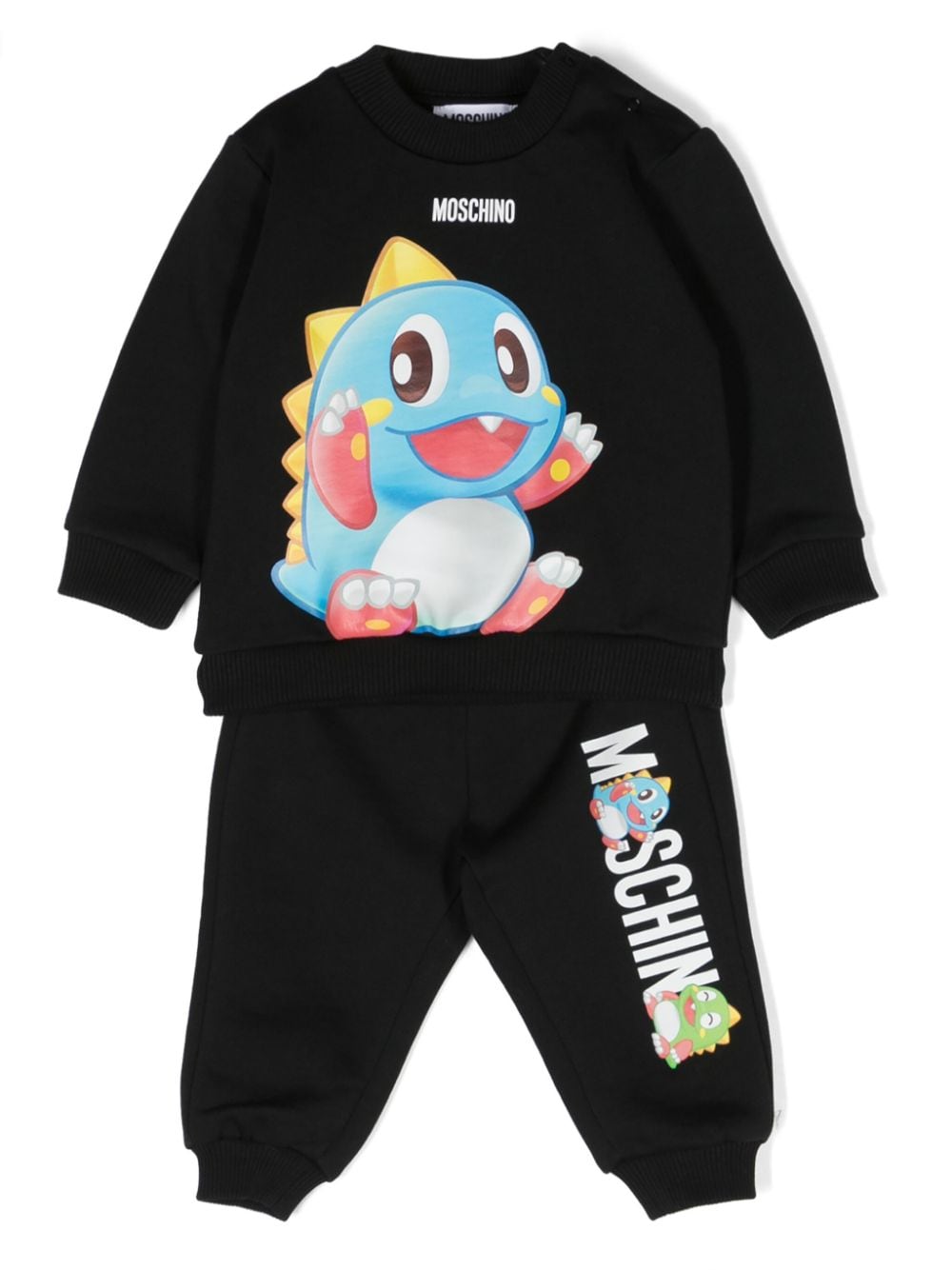 Moschino Kids cartoon-print cotton tracksuit set - Black von Moschino Kids