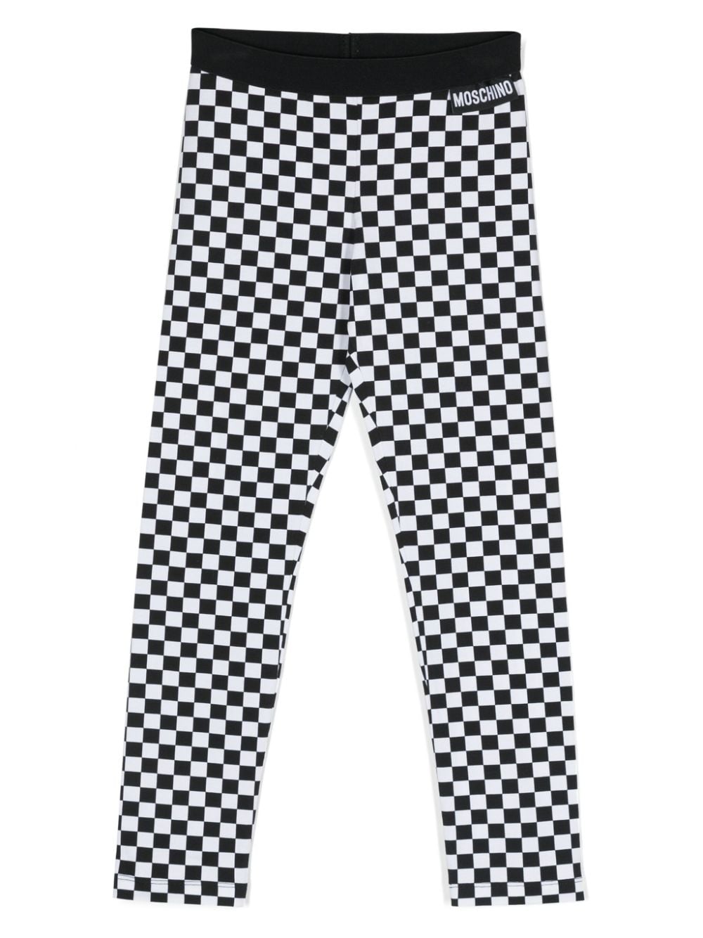 Moschino Kids check-pattern logo-tag leggings - White von Moschino Kids