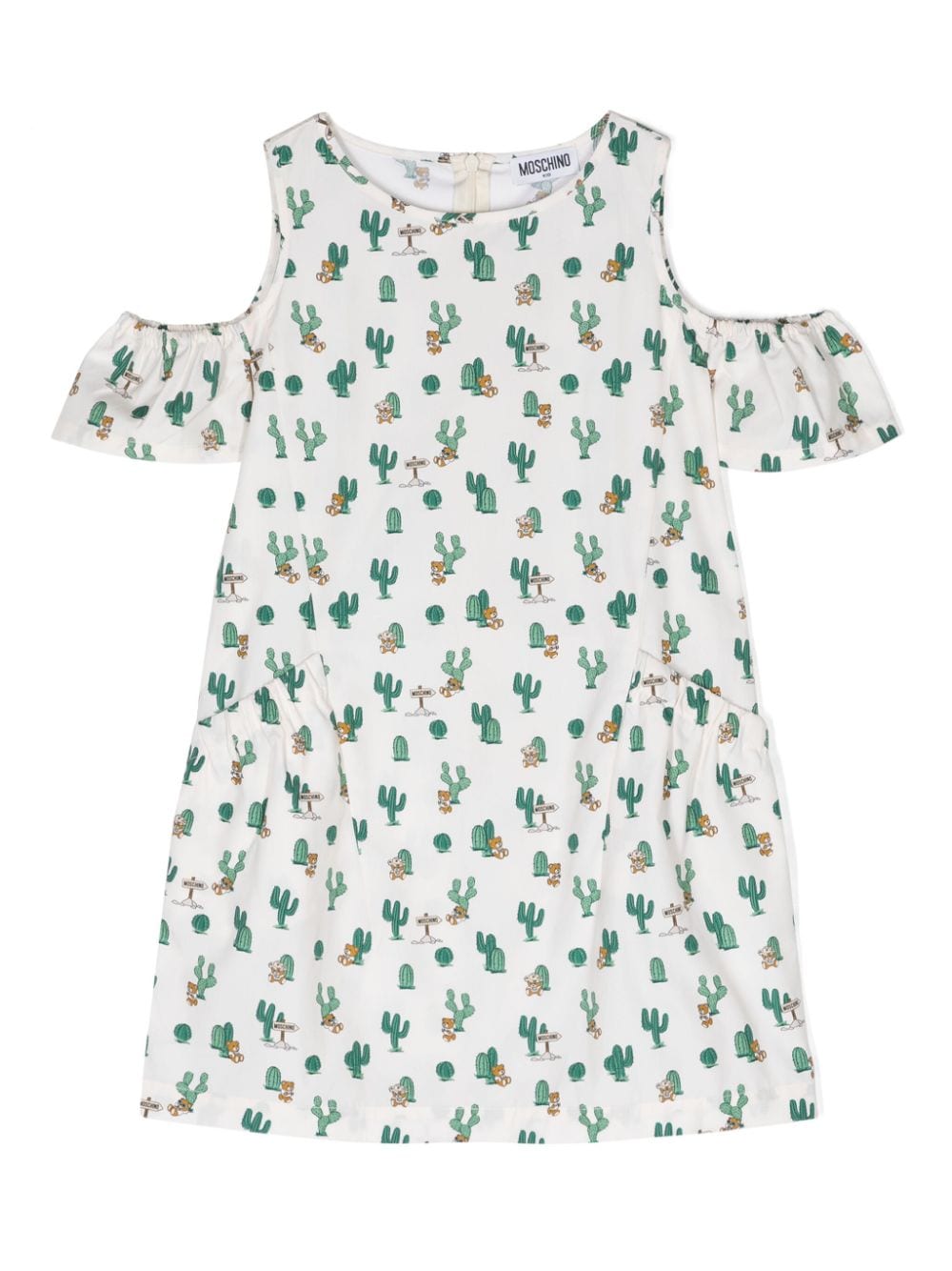 Moschino Kids cold-shoulder cactus-print dress - Neutrals von Moschino Kids