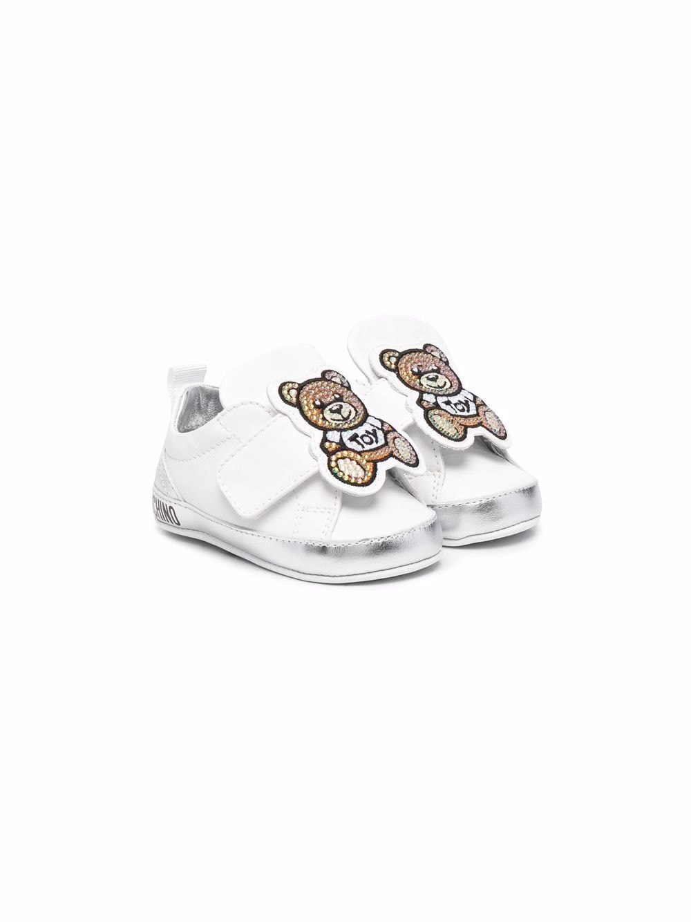 Moschino Kids crystal-Teddy sneakers - White von Moschino Kids